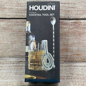 Houdini by Rabbit 3-Piece Cocktail Tool Set Mixing Glass‎ Strainer Spoon NEW